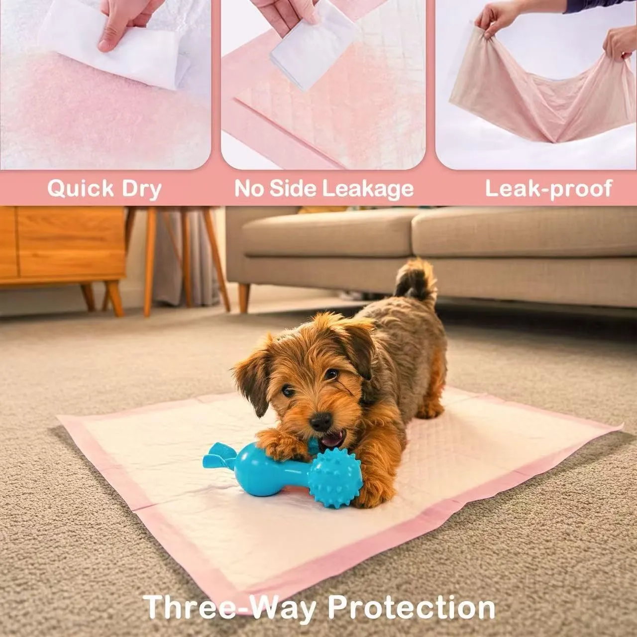 MoMoCo Pink Puppy Pads 23"x23" -100 Count | 6-Layer Super Absorbent & Leak-Proof Dog Training Pads | Disposable Potty Pads for Puppies, Small Dogs, Cats, Rabbits