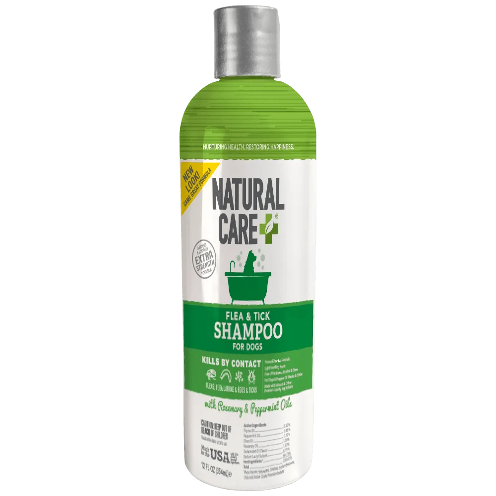 Natural Care Flea and Tick Dog Shampoo with Certified Natural Oils, 12 oz.