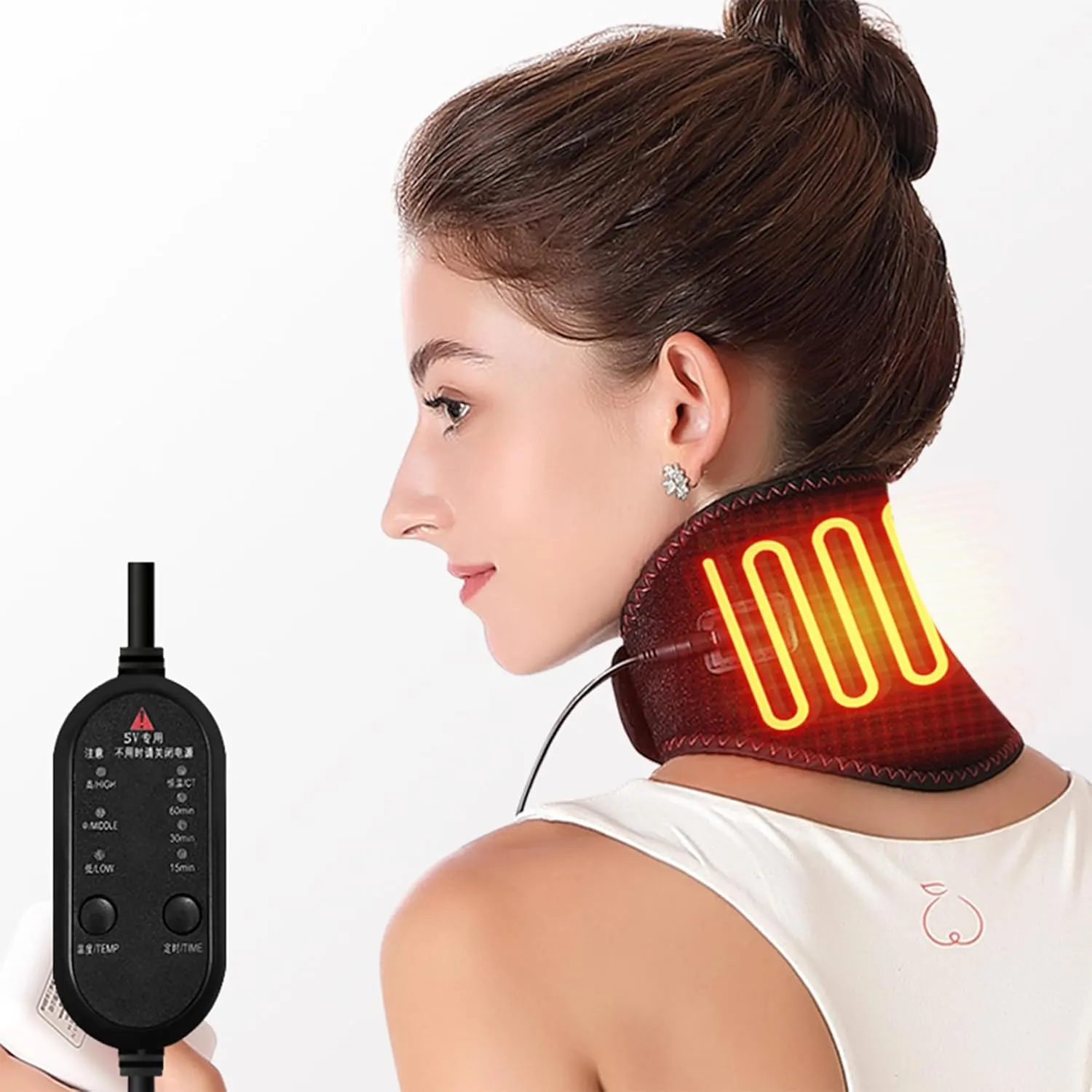 Neck Heating Pad, Heated Massage, with 3 Temp Vibration and 4 Timing Settings, Neck Heating pad for Pain Electric for Soreness & Stiffness Relief