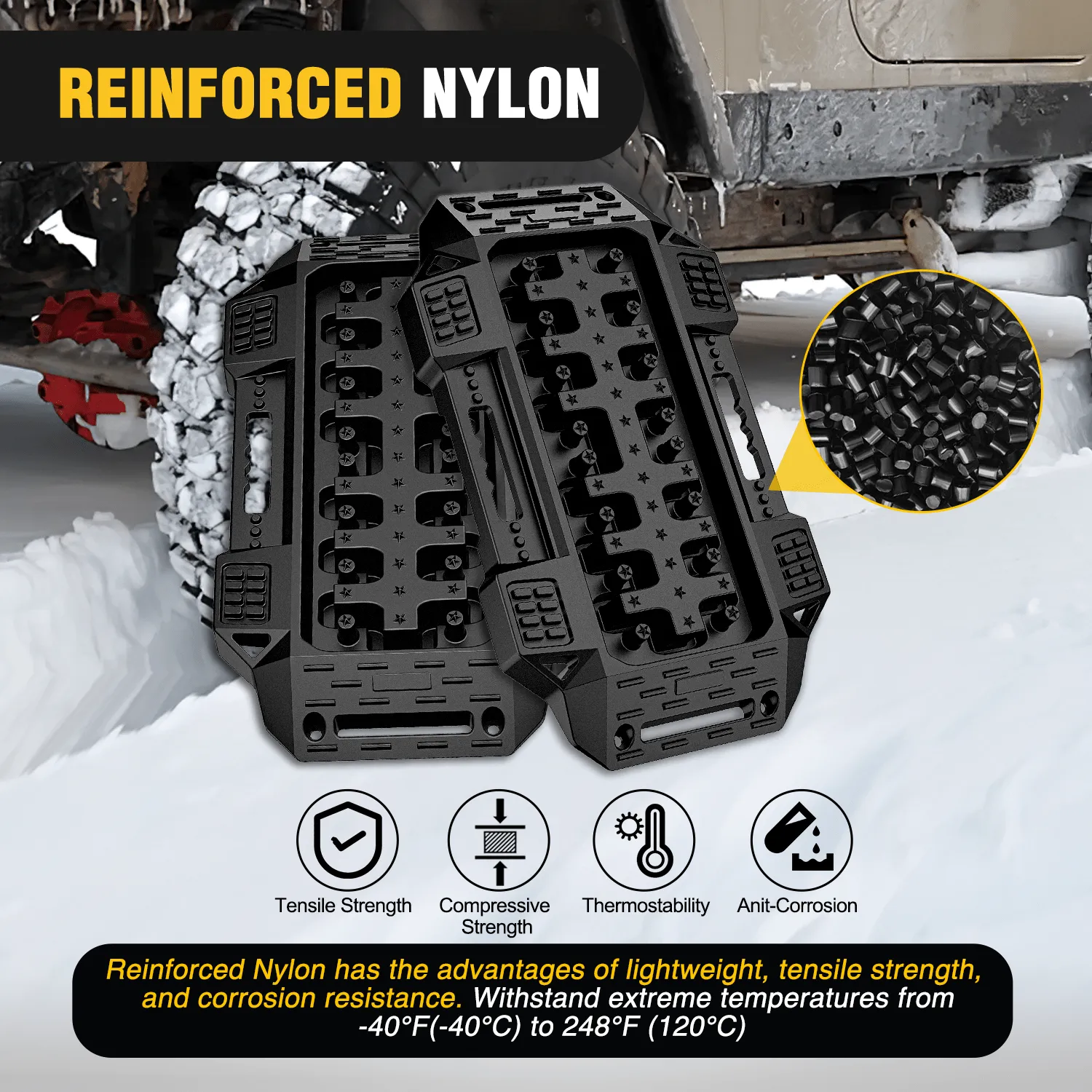 Off-Road Mini Short Recovery Traction Boards For 4WD 4X4 (2PCS Black)