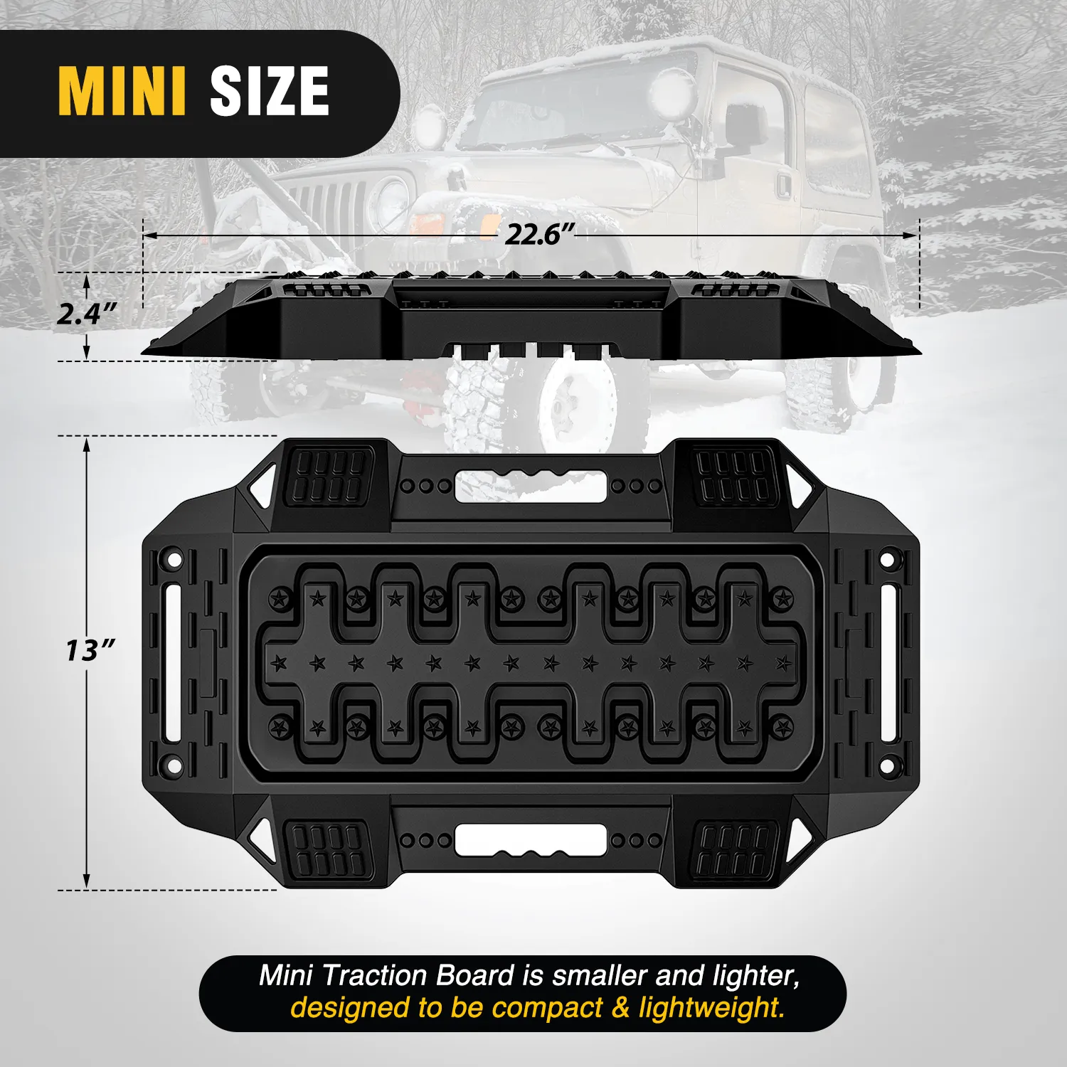 Off-Road Mini Short Recovery Traction Boards For 4WD 4X4 (2PCS Black)