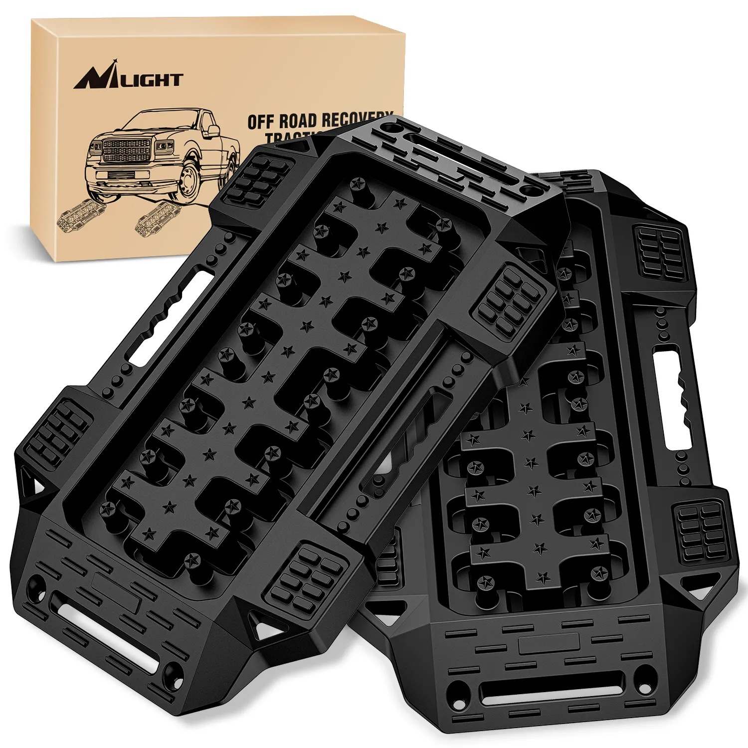Off-Road Mini Short Recovery Traction Boards For 4WD 4X4 (2PCS Black)