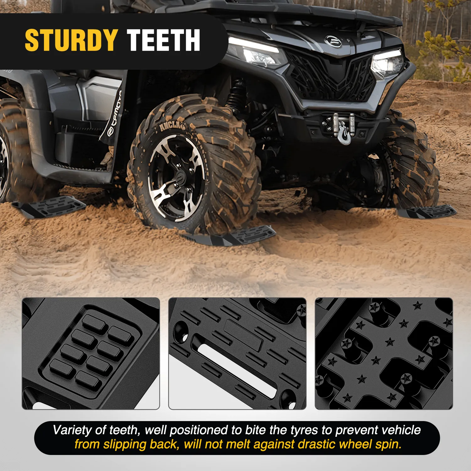 Off-Road Mini Short Recovery Traction Boards For 4WD 4X4 (2PCS Black)