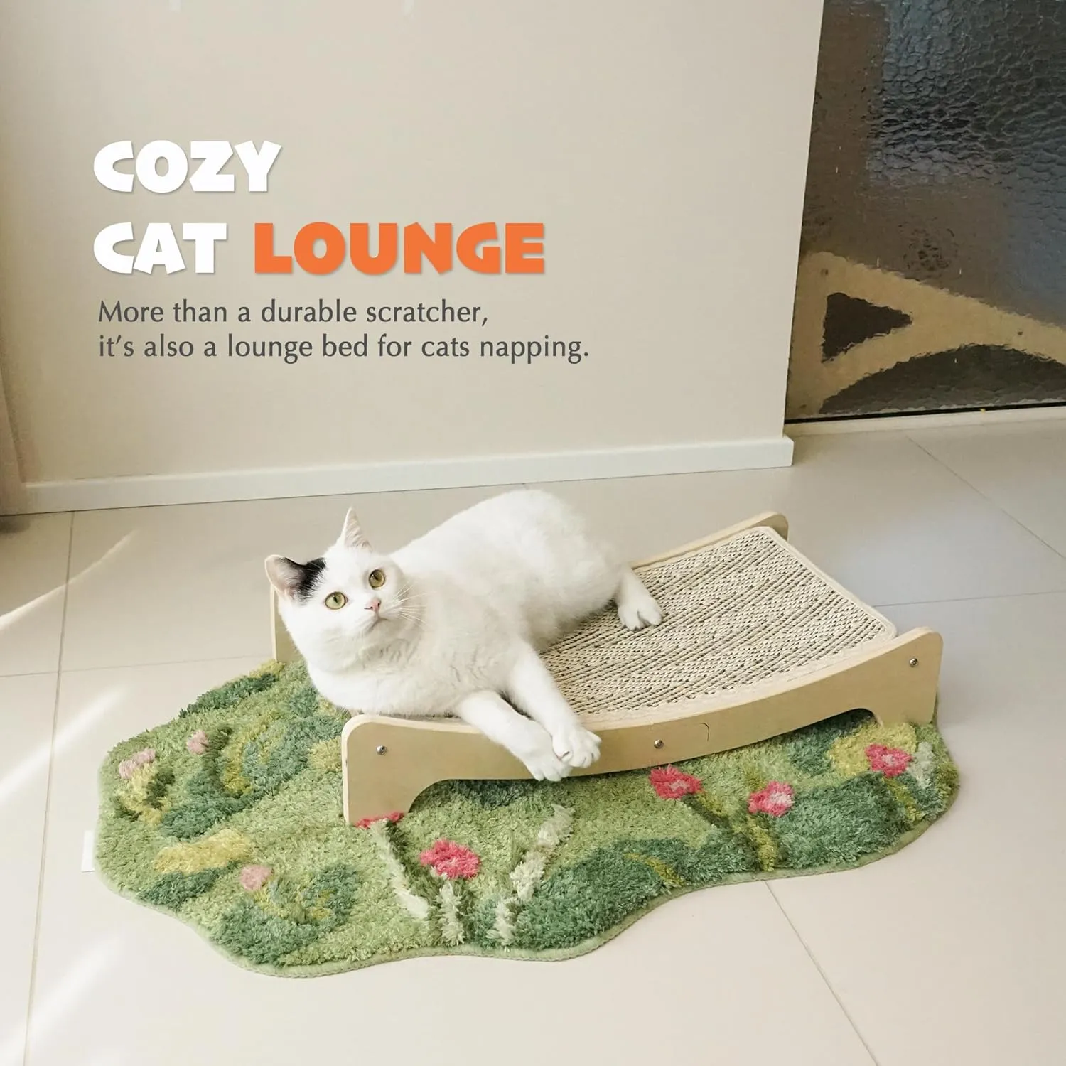 PETKARAY Sisal Cat Scratching Board, Curved Sisal Cat Scratcher, Large Indoor Kitty Scratch Pad, Heavy Duty Arc Lounge Bed for Kitten