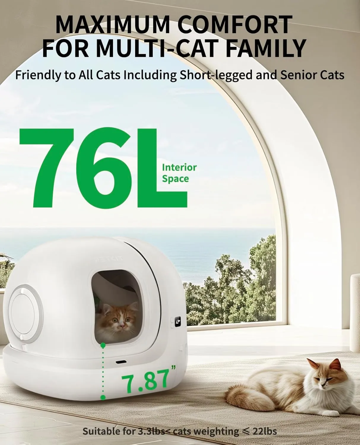 PETKIT Automatic Self-Cleaning Cat Litter Box for Multiple Cats, App Cotrol, Hands-Free