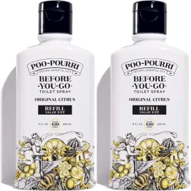 Poo Pourri Original Citrus Toilet Spray Refill Bottle, 9 Fl Oz, 2 Pack, Lemon, Bergamot and Lemongrass Scent
