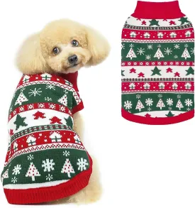 PUPTECK Christmas Dog Sweaters for Cold Weather, Soft Outfit Warm Winter Coat Knitted Dog Clothes for Small Medium Large Doggies Puppy Indoor Outdoor Walking, Colorful Design, Classic