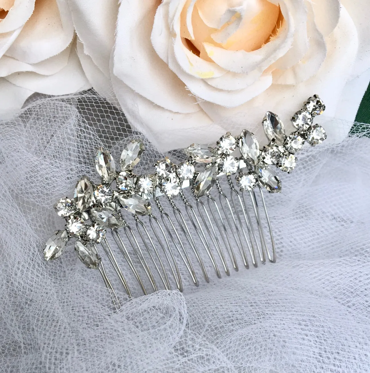 "Liliana" - Silver Rhinestone Bridal Hair Comb