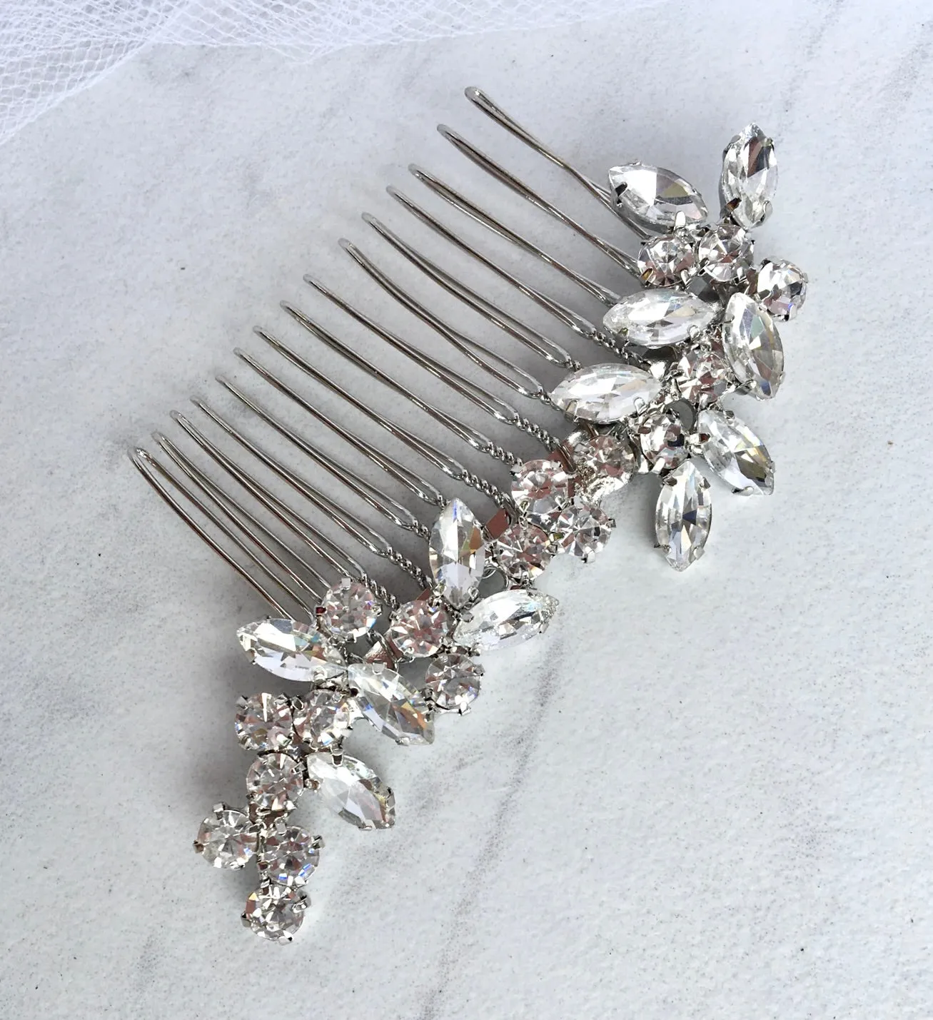 "Liliana" - Silver Rhinestone Bridal Hair Comb