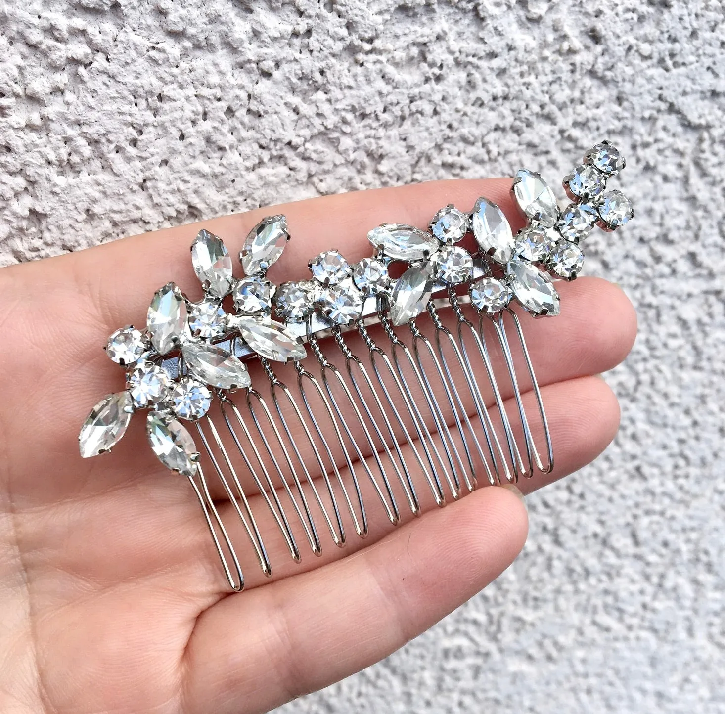 "Liliana" - Silver Rhinestone Bridal Hair Comb