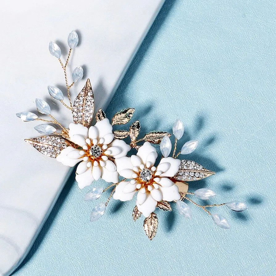 "Lillian" - Opal Gold Bridal Hair Clip
