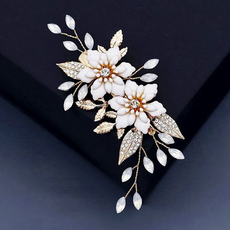 "Lillian" - Opal Gold Bridal Hair Clip