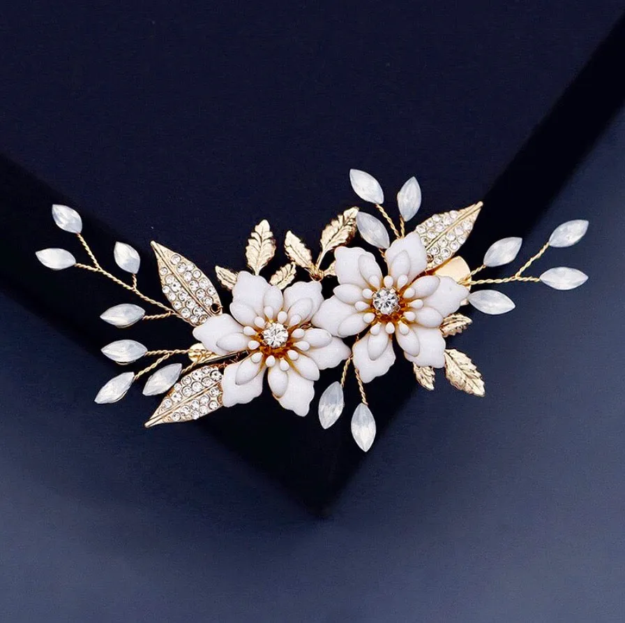 "Lillian" - Opal Gold Bridal Hair Clip