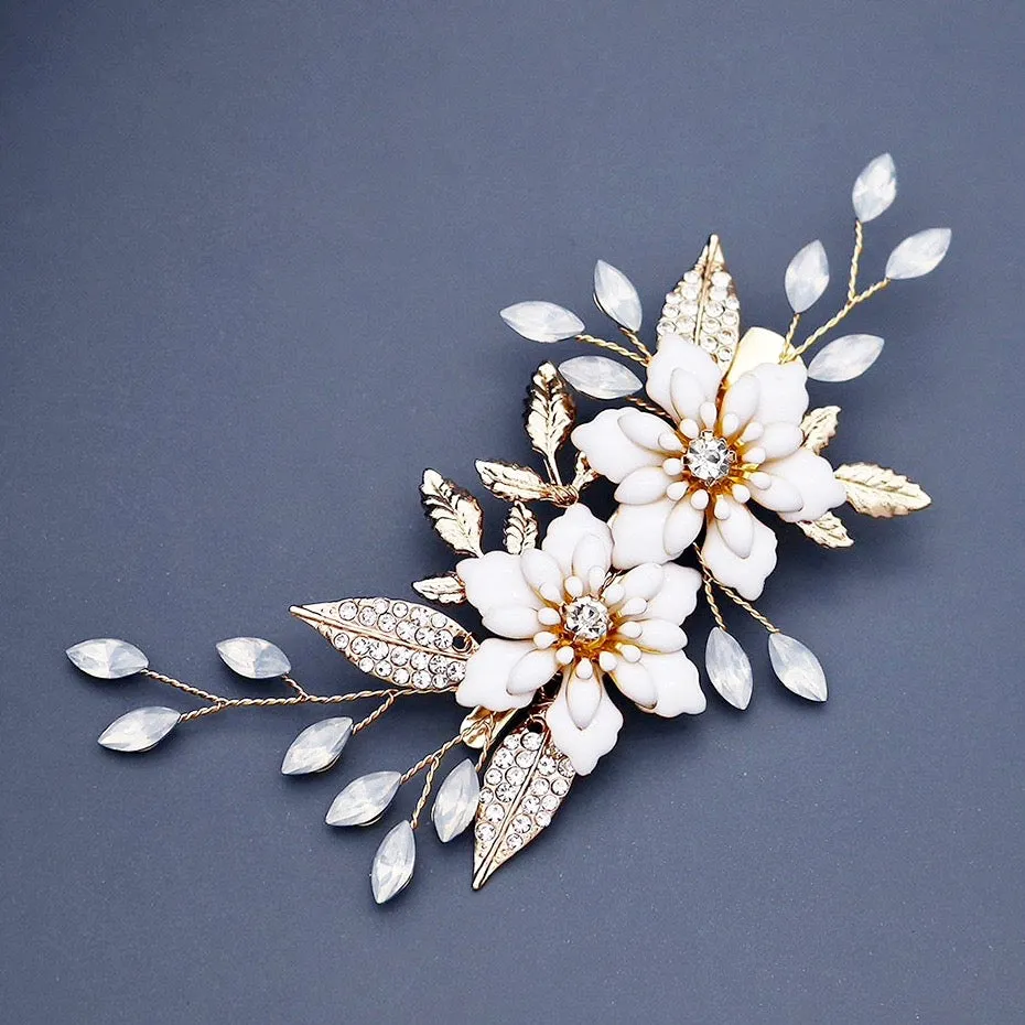 "Lillian" - Opal Gold Bridal Hair Clip