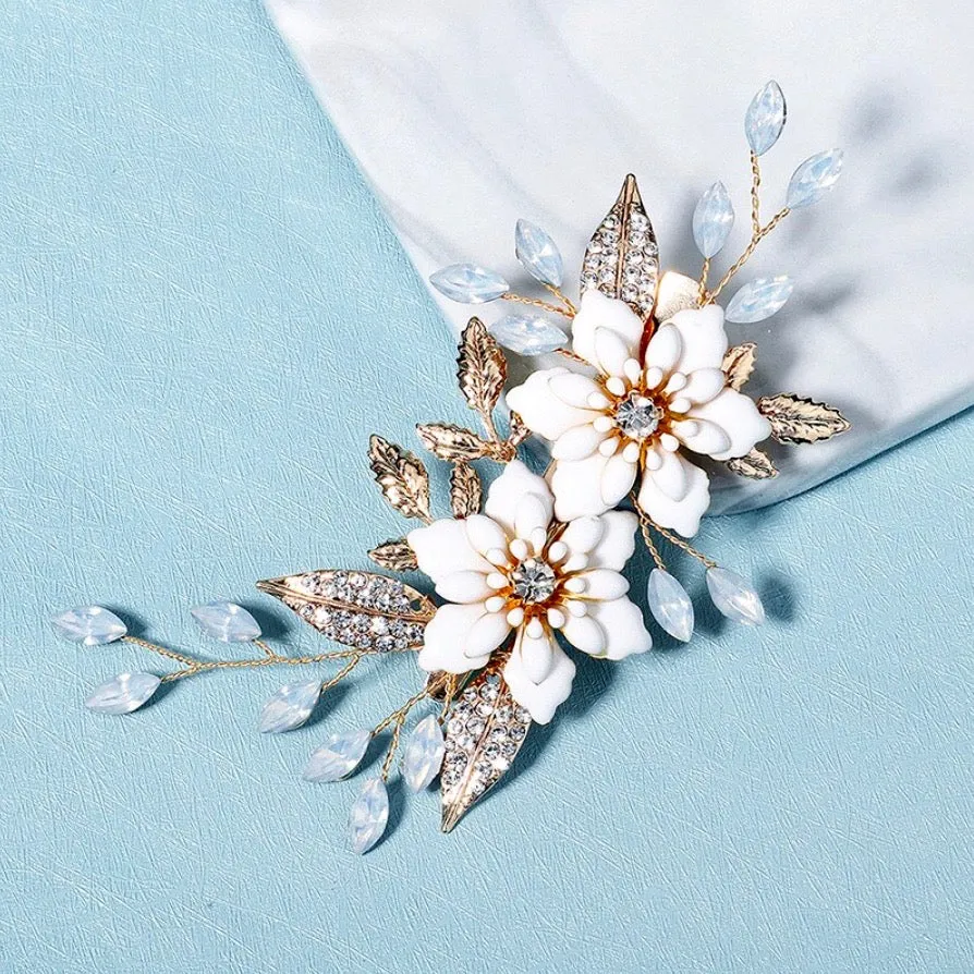 "Lillian" - Opal Gold Bridal Hair Clip