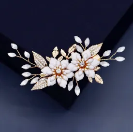 "Lillian" - Opal Gold Bridal Hair Clip