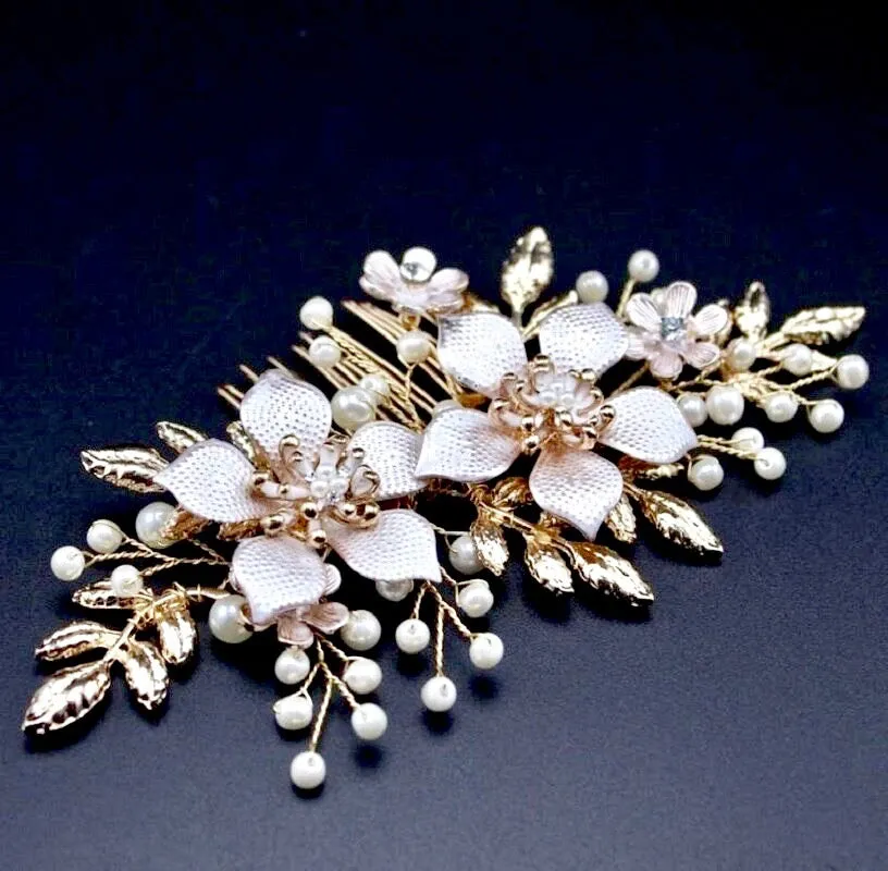 "Loreanna" - Gold Pearl Bridal Hair Comb