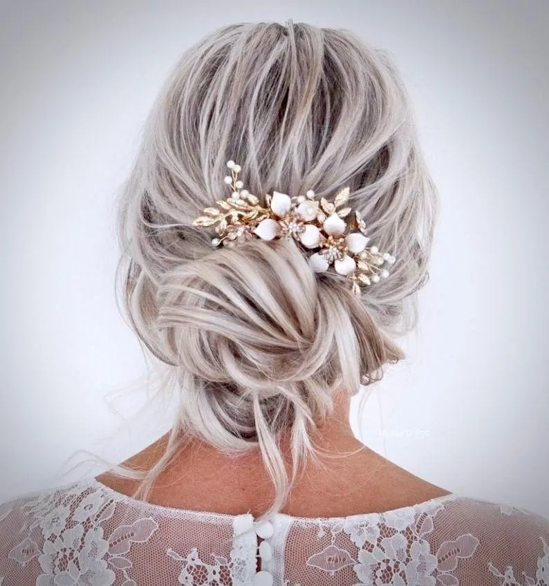 "Loreanna" - Gold Pearl Bridal Hair Comb