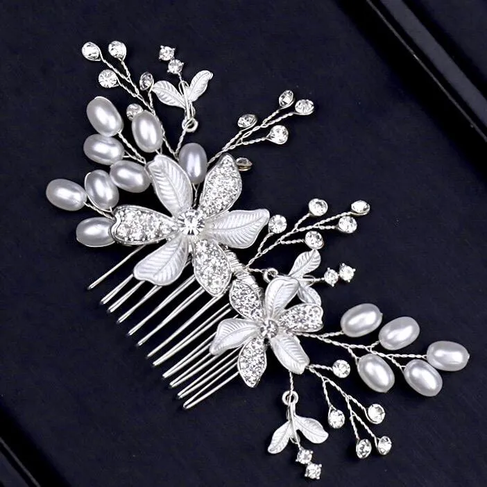 "Thea" - Pearl Bridal Hair Comb - Available in Silver and Rose Gold