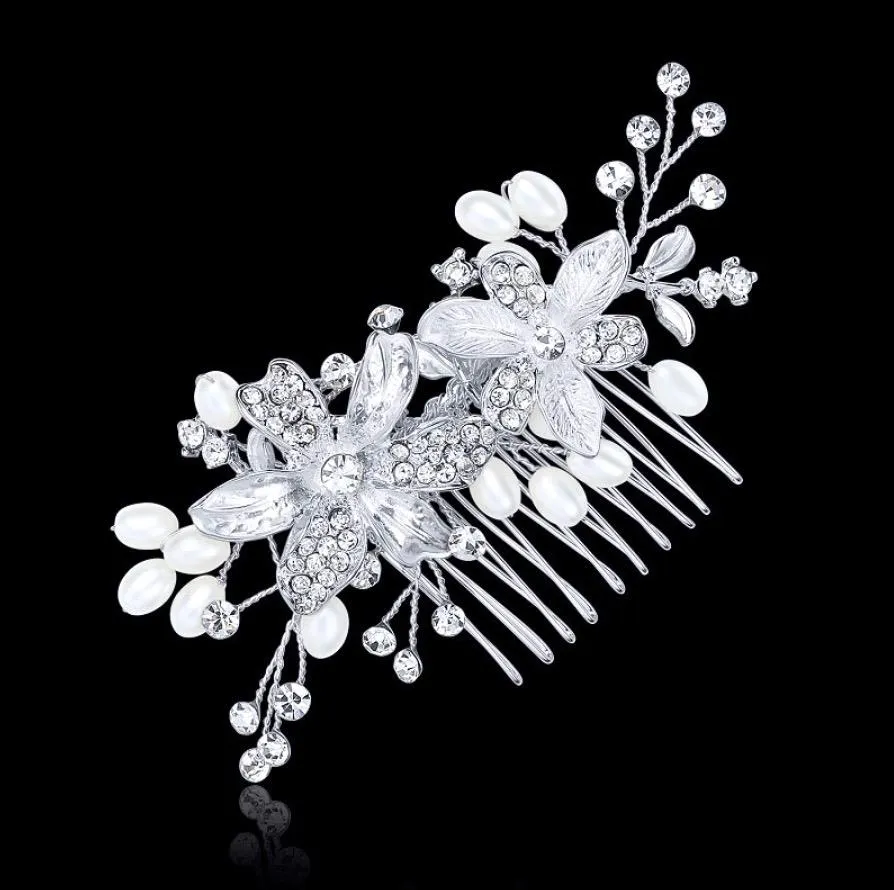 "Thea" - Pearl Bridal Hair Comb - Available in Silver and Rose Gold