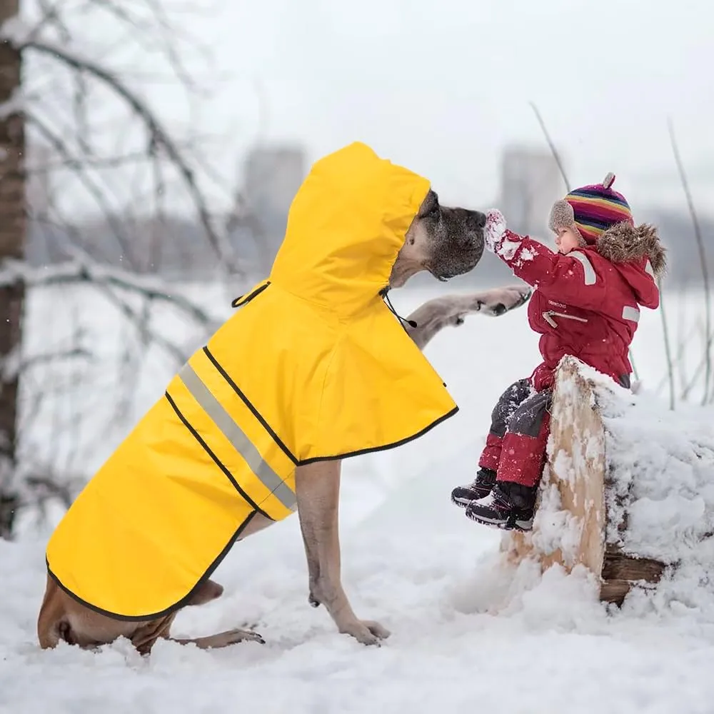 Reflective Dog Raincoat - Adjustable Waterproof Raincoat for Dogs, Lightweight Dog Hooded Slicker Rain Coat Poncho for Small to X- Large Dogs(Yellow, Medium)