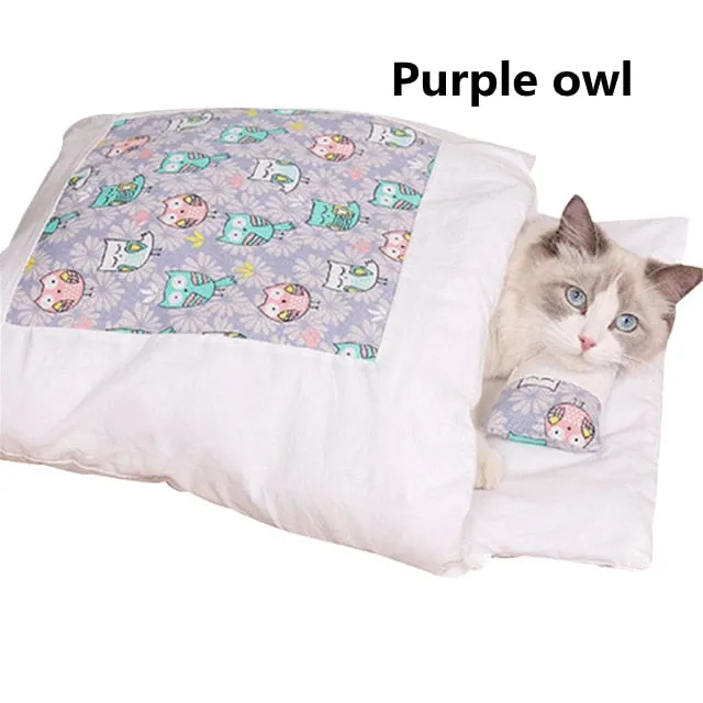 Removable Dog Cat Bed Cat Sleeping Bag Sofas Mat Winter Warm Cat House Small Pet Bed Puppy Kennel Nest Cushion Pet Products