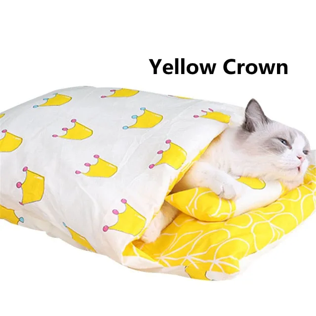 Removable Dog Cat Bed Cat Sleeping Bag Sofas Mat Winter Warm Cat House Small Pet Bed Puppy Kennel Nest Cushion Pet Products