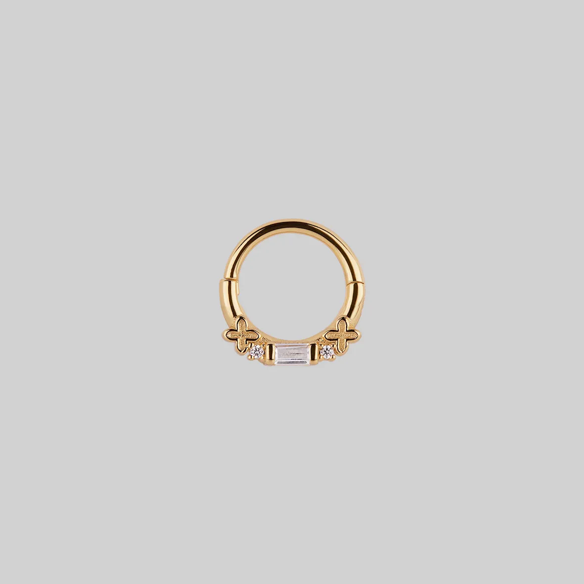RENE. Gothic Cubic Zirconia Septum Clicker Ring - Gold