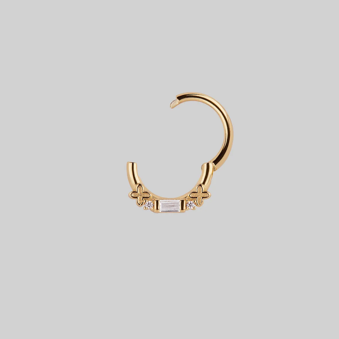 RENE. Gothic Cubic Zirconia Septum Clicker Ring - Gold