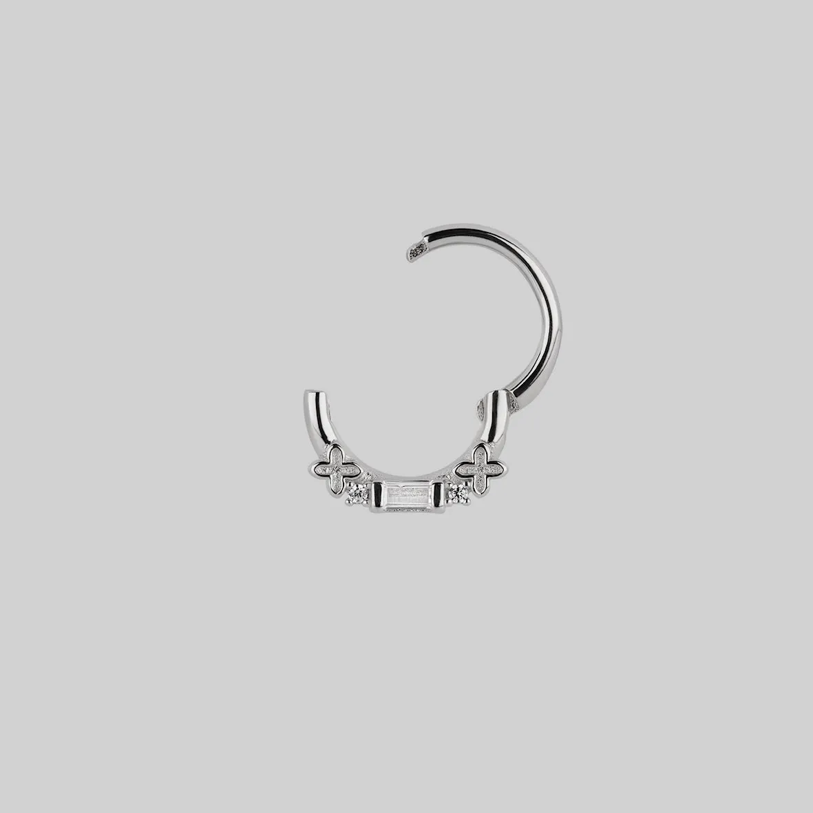 RENE. Gothic Cubic Zirconia Septum Clicker Ring - Silver