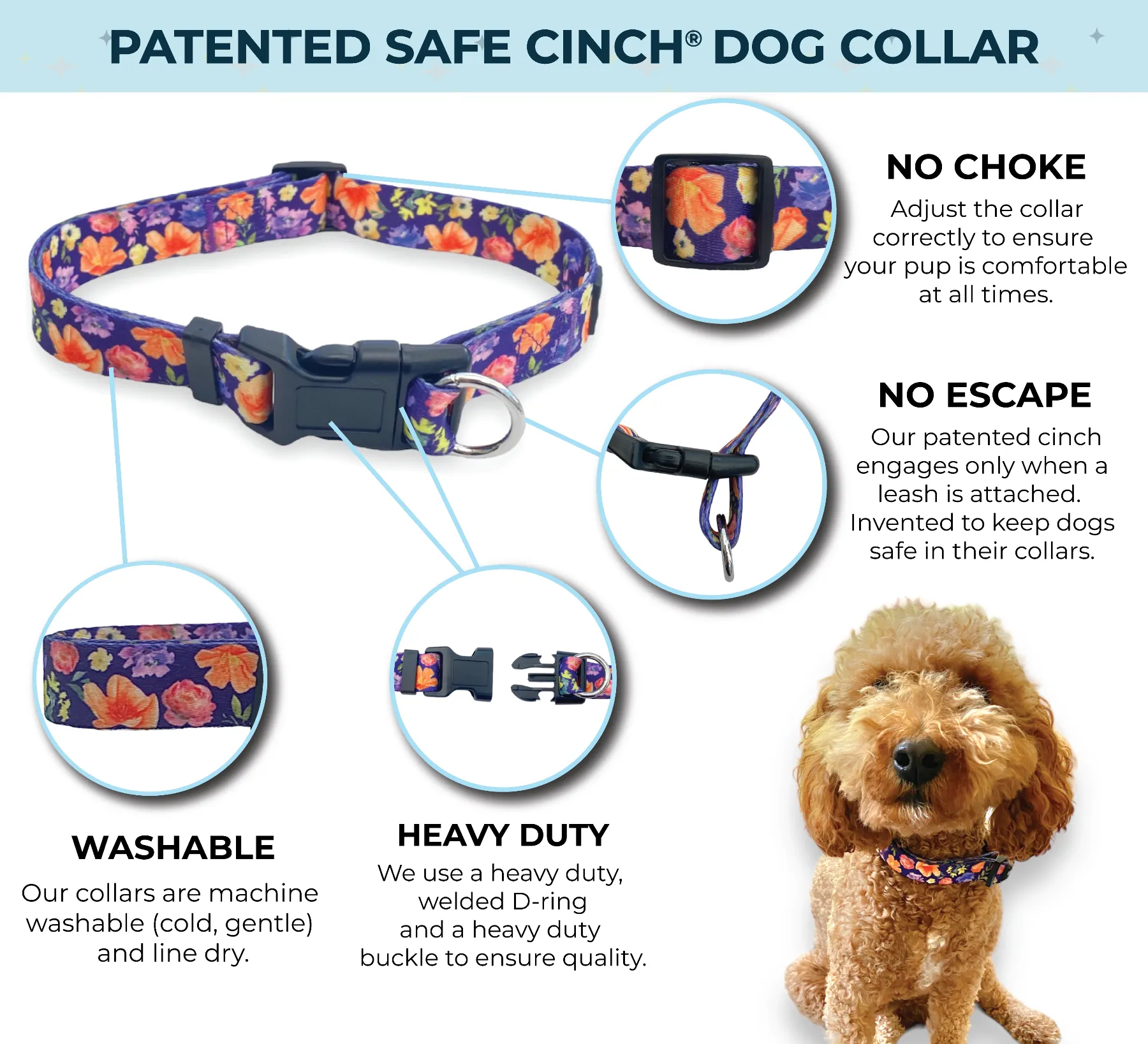 Safe Cinch Collar - Poppies