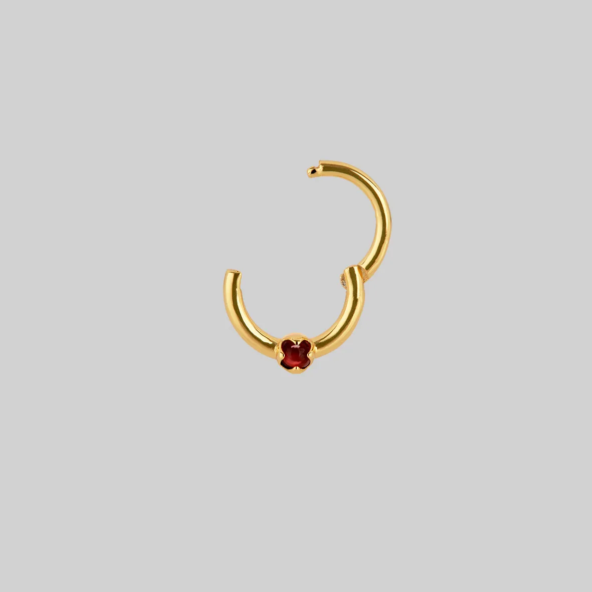 SERAPHINA. Garnet Septum Clicker Ring - Gold