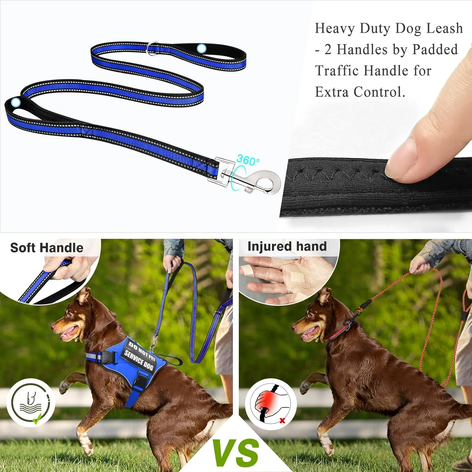 Service Dog Harness and Leash Set, Training Dog Vest with 10 Dog Patches, Emotional Support Therapy Dog Vest Harness for Small Medium Large and Extra Large Dogs(Blue, M)