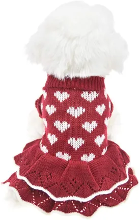 Small Dog Sweaters Girl Red Winter Warm Dog Christmas Dress Costume Clothes Dachshund Chihuahua Corgi (Red, M)