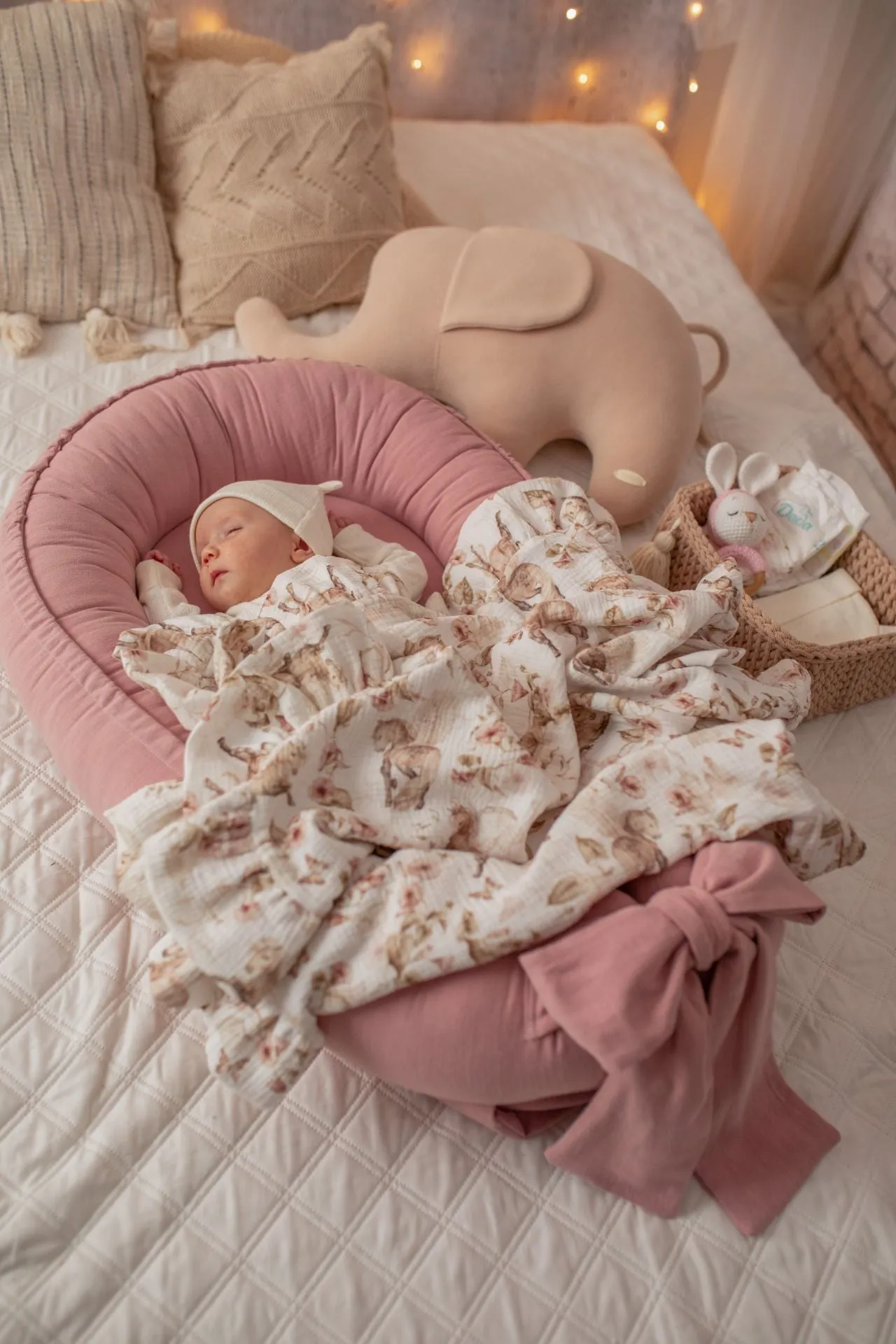 Soft Linen Handmade Baby Nest - Magnolia