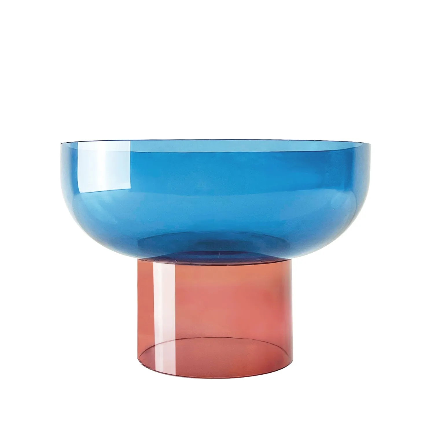 Tip Top Glass Bowl Big Blue and Pink - Bowl - Reversible - Dual Sided - Soda Lime Glass