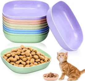 TKOnline 10 Pieces Whisker Fatigue Relief Cat Bowl, 5.7 Inch Plastic Shallow Food Dish, Wide Cat Wet Feeding Bowls, Small Flat Dish for Kittens 