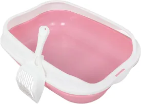 Toyvian 1 Set Open Top Splash Cat Litter Box for Small Cats Kittens Washable Design with Sifting Scoops Easy Maintenance Friendly Comfort Cute
