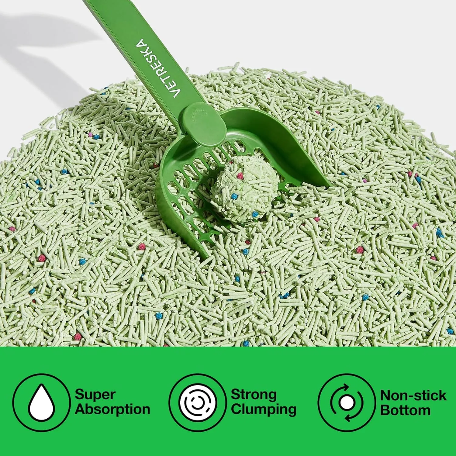 VETRESKA Tofu Cat Litter,Natural Kitty Litter Strong Clumping Flushable Cat Litter Pellets Ultra Absorbent,Odor Control,Dust-Free,Low Tracking Eco-Friendly Tofu Litter,Greentea(5.5lb2bags)