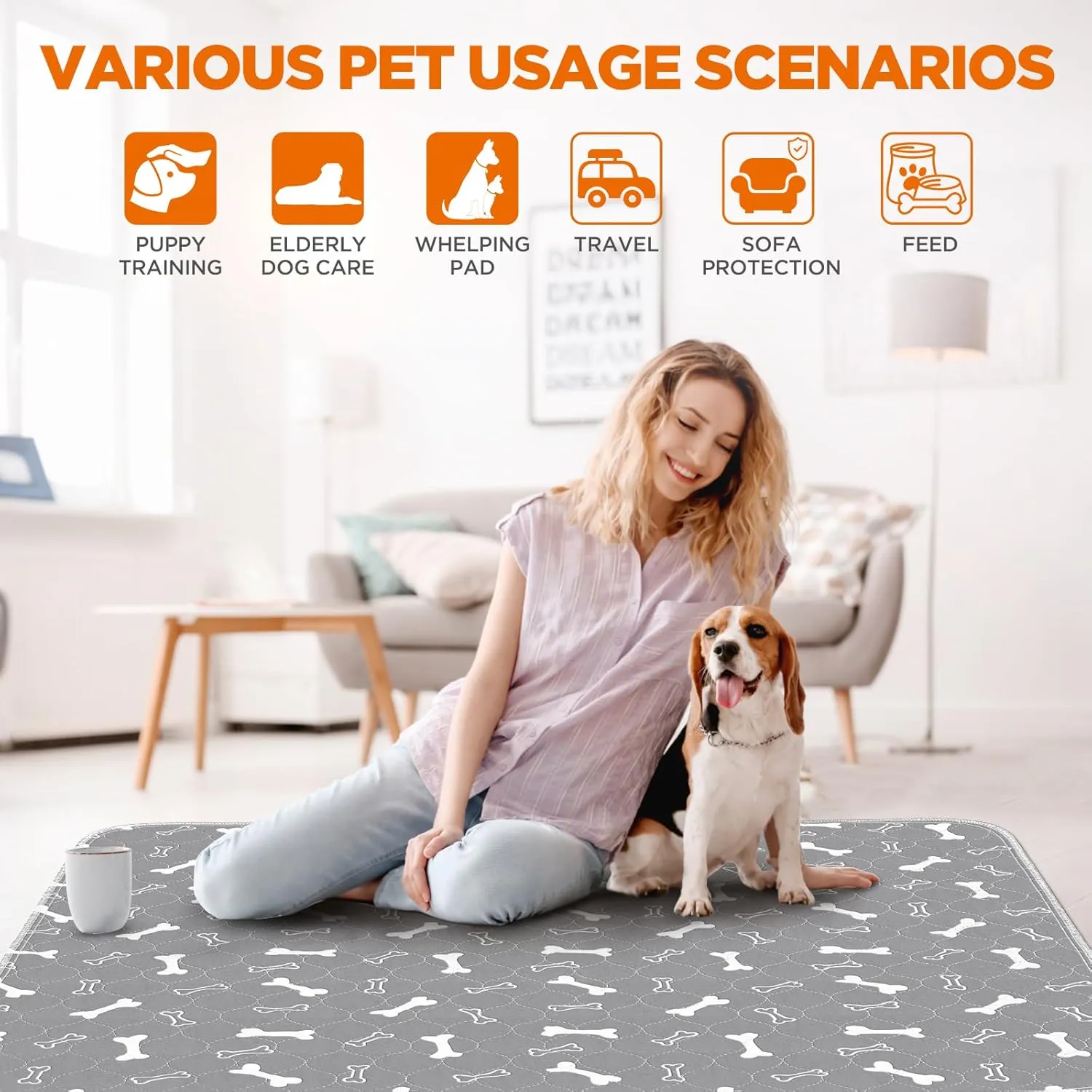 Washable Pee Pads for Dogs, 2Pcs Reusable Puppy Pads , Absorbent Dog Training Pads,100% Waterproof Non-Slip Whelping Pads Dog Playpen Indoor Dog Cage Pads Couch Cover,Pet Supplies 31x36