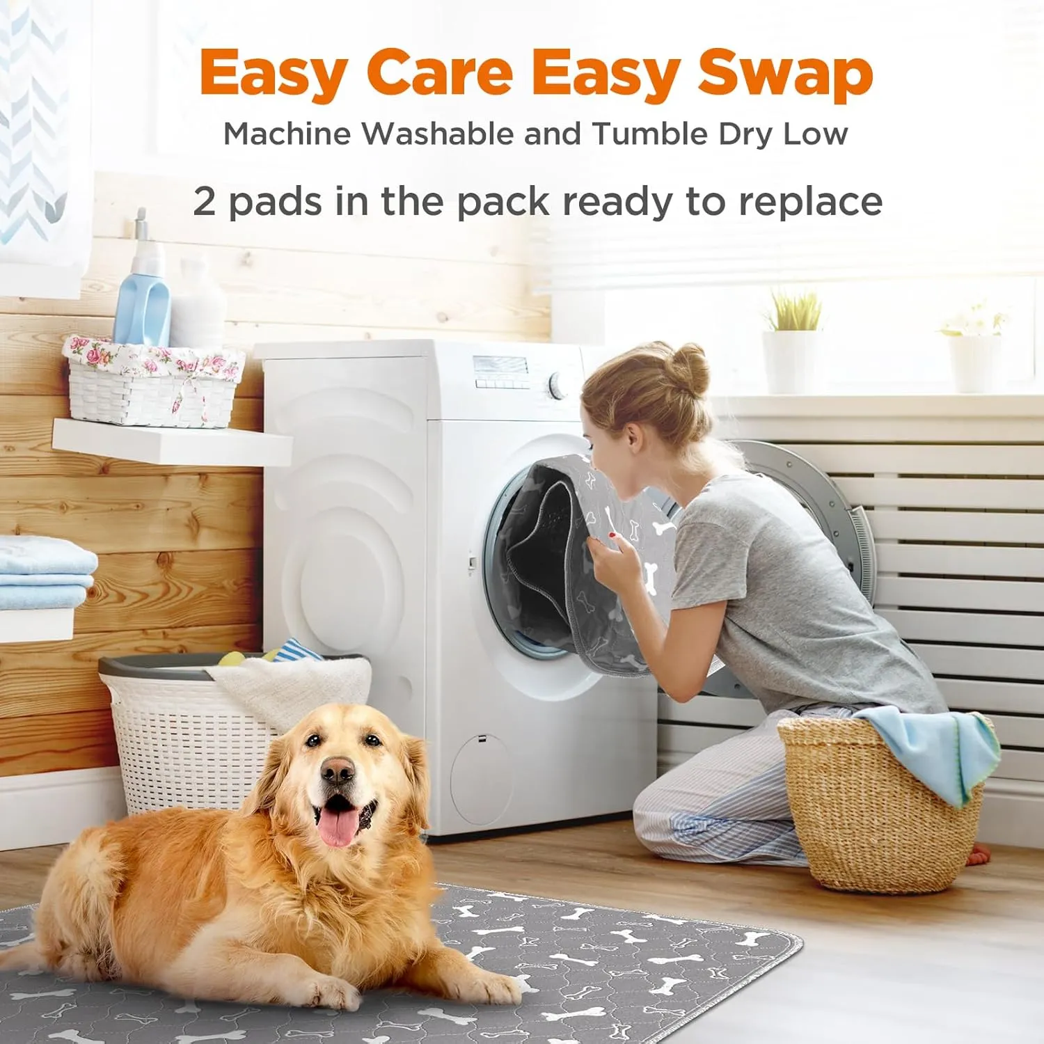 Washable Pee Pads for Dogs, 2Pcs Reusable Puppy Pads , Absorbent Dog Training Pads,100% Waterproof Non-Slip Whelping Pads Dog Playpen Indoor Dog Cage Pads Couch Cover,Pet Supplies 31x36