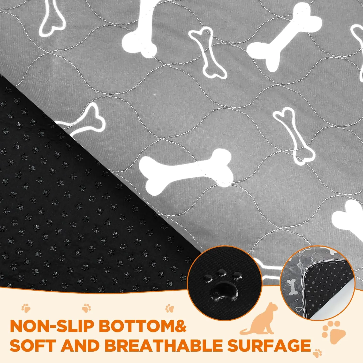 Washable Pee Pads for Dogs, 2Pcs Reusable Puppy Pads , Absorbent Dog Training Pads,100% Waterproof Non-Slip Whelping Pads Dog Playpen Indoor Dog Cage Pads Couch Cover,Pet Supplies 31x36