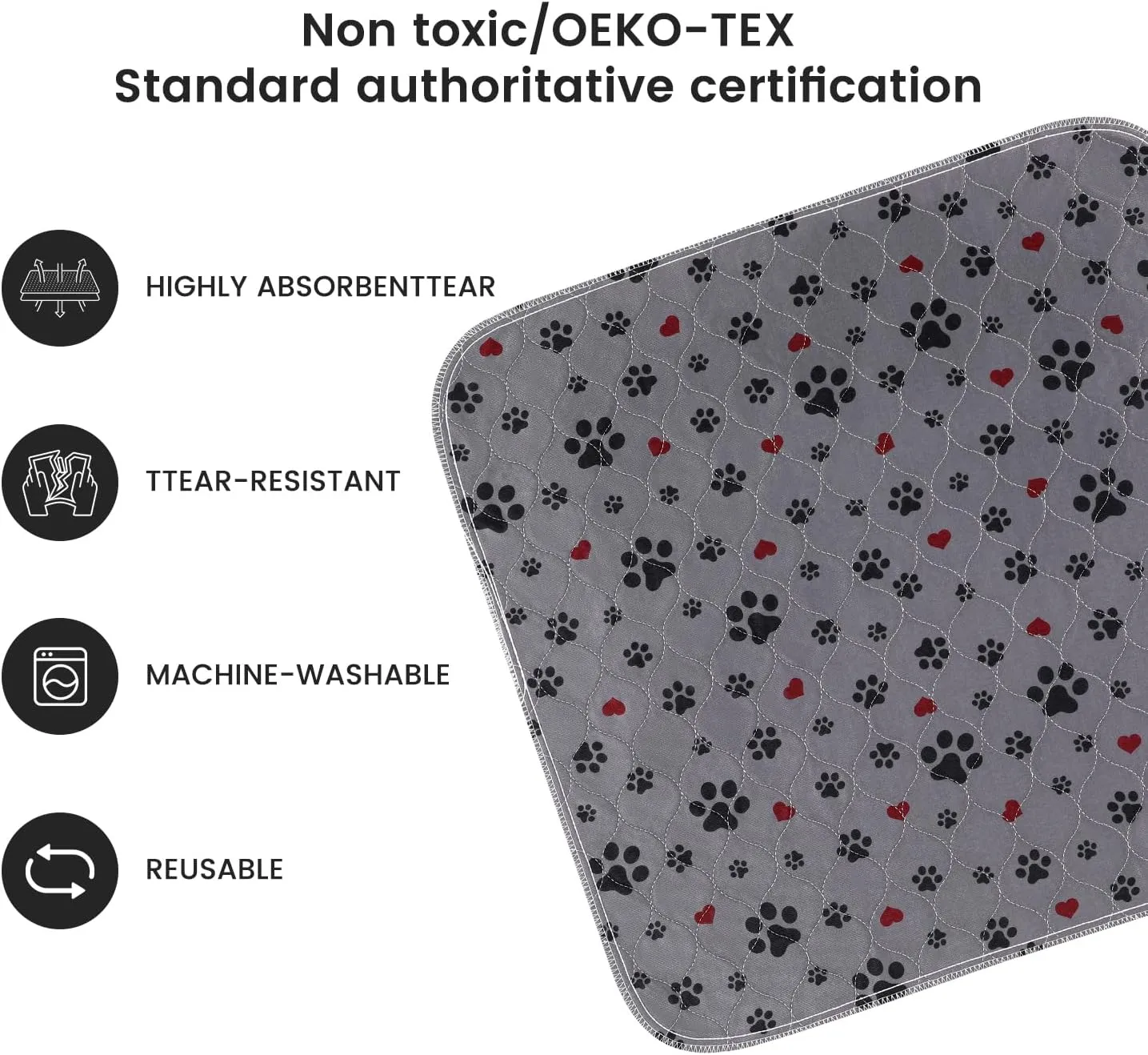 Washable Pee Pads for Dogs,4 Pack Extra Large 24"x24" Super Absorbent Reusable Puppy Pads,Non-Slip 100% Waterproof Dog Pee Pads,Pet Training Pads for Couch, Crate,Potty Training,Floor