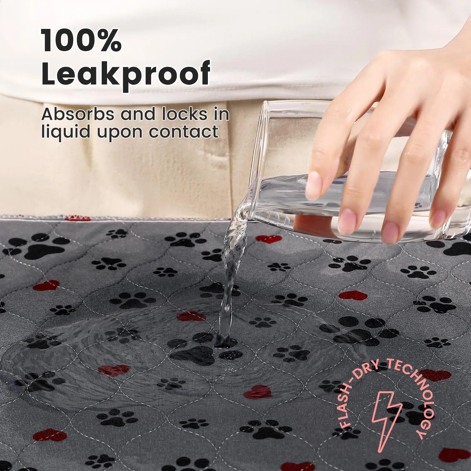 Washable Pee Pads for Dogs,4 Pack Extra Large 24"x24" Super Absorbent Reusable Puppy Pads,Non-Slip 100% Waterproof Dog Pee Pads,Pet Training Pads for Couch, Crate,Potty Training,Floor
