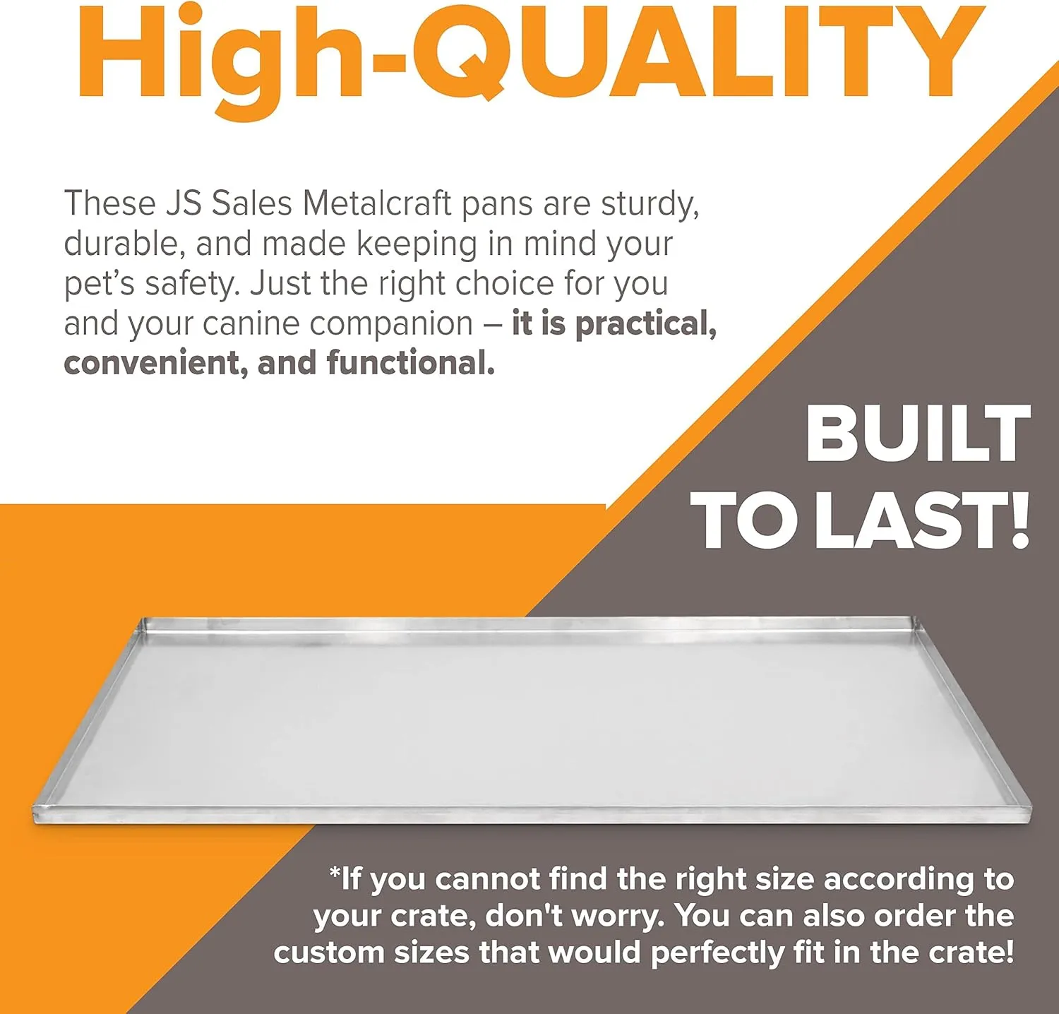 You & Me Replacement Dog Crate Pan Chew Proof and Crack Proof Pet Kennel Tray Pan Metal Pan for Dog Cage Training Crate Pan Pet Supplies (Galvanized, 36 x 22.2 x 1)