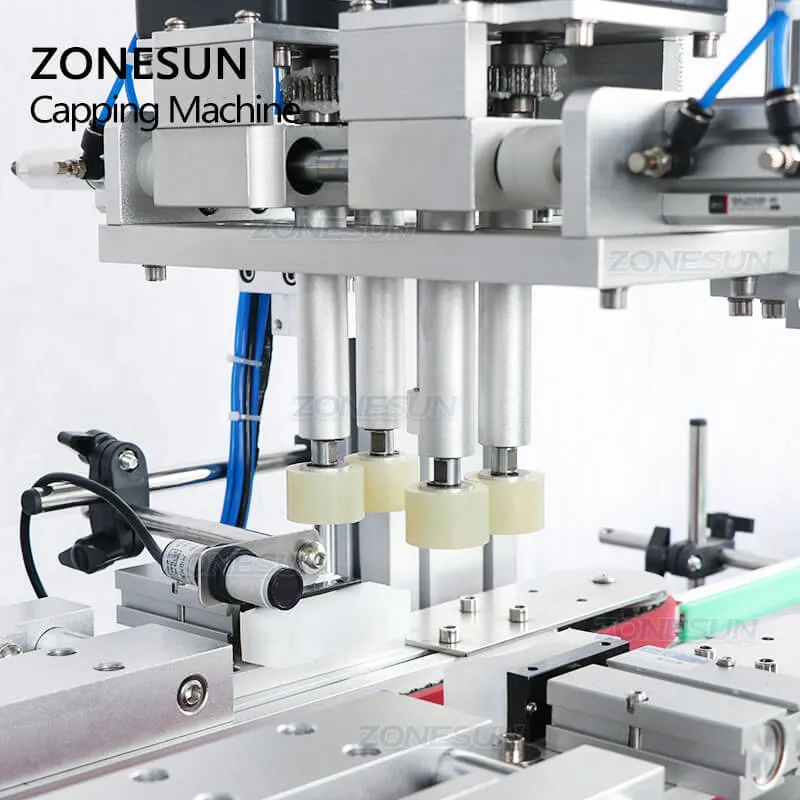 ZS-XG16P Automatic Plastic Juice Cosmetic Spray Bottle Cap Screwing Capping Machine With Vibratory Bowl Cap Sorter