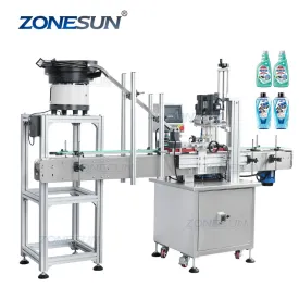 ZS-XG16P Automatic Plastic Juice Cosmetic Spray Bottle Cap Screwing Capping Machine With Vibratory Bowl Cap Sorter
